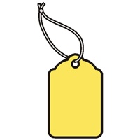 3-3/16X1-15/16  YELLOW MERCHANDISE TAGS w/white knotted polyester string  1000s
