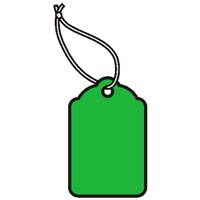 3-3/16 X 1 15/16 GREEN MERCHANDISE TAGS w/white knotted polyester string  1000s
