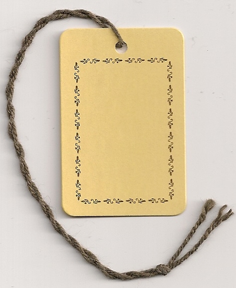 BORDER TAGS W/STRING ATTACHED (1-1/4X1-7/8) BUFF ROUND.CORNERS 1000s