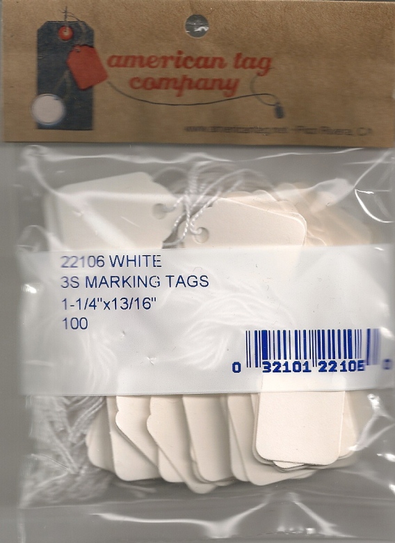 1-1/16 X 3/4 WHITE STRUNG TAGS 100s