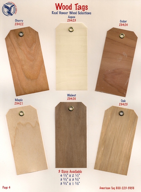 ASSORTED WOOD TAGS (3-5/8X3-5/8) 5/PK